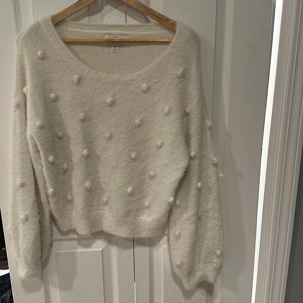 Oversized fuzzy cream sweater